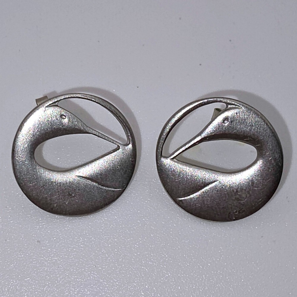 Lovell Designs Preening Loon Earrings Silver Excellent Kenneth Kantro Pewter